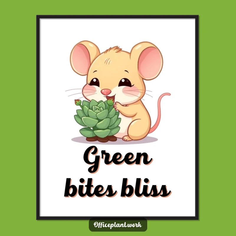 Instant Funny Mouse Succulent Digital Art: Cheerful Nibbler Download Gift