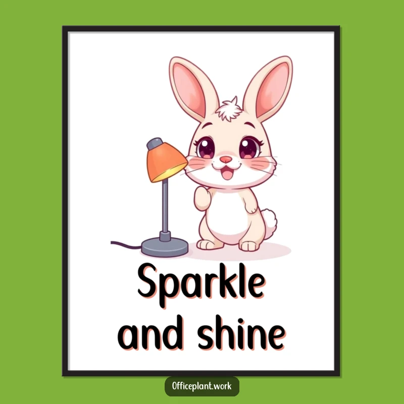 Instant Funny Bunny Lamp Digital Art: Playful Nudge Download Gift