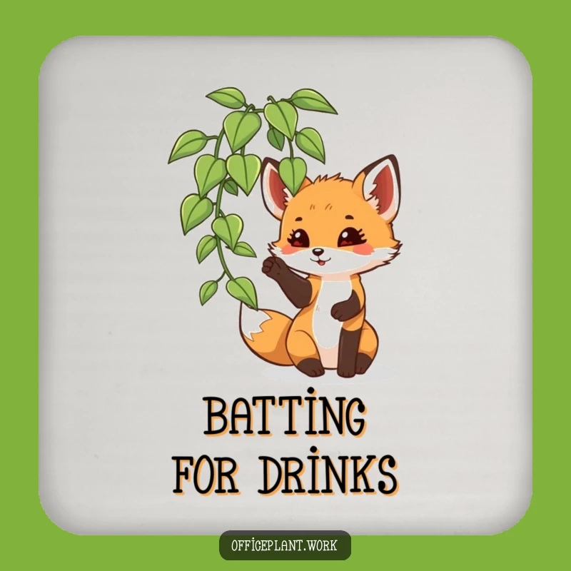 Funny Fox Cub Plant Coaster Set: Playful Paw Table Protection Gift