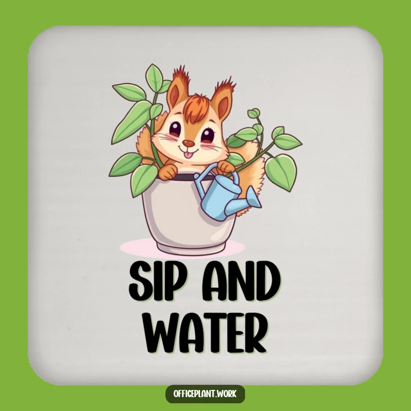 Funny Squirrel Plant Coaster Set: Curious Critter Table Protection Gift