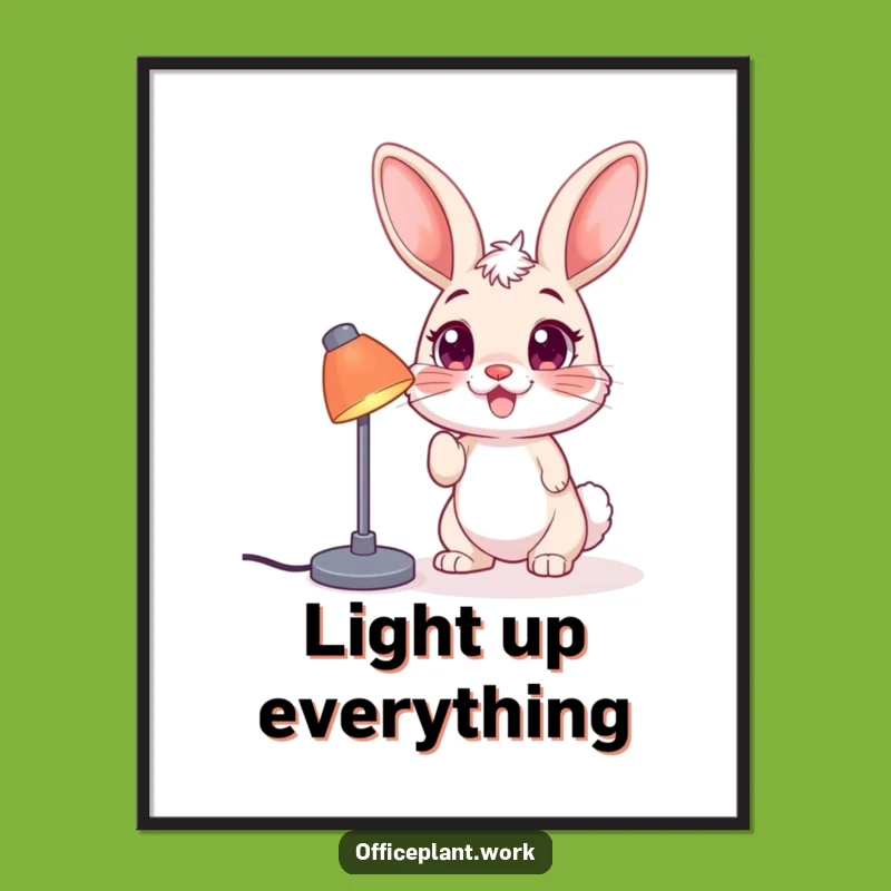 Funny Bunny Lamp Poster: Playful Nudge Wall Art Gift