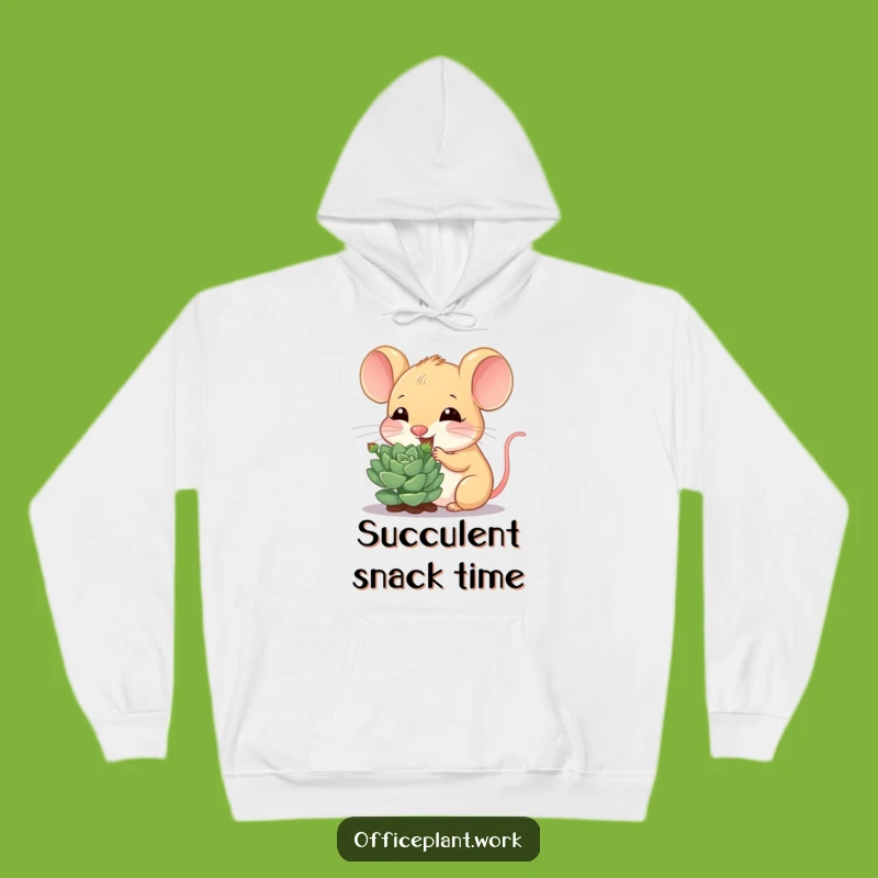 Cozy Funny Mouse Succulent Hoodie: Cheerful Nibbler Comfort Gift