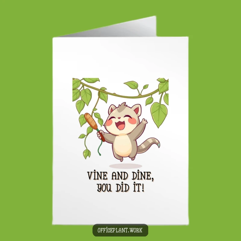 Free Printable Congratulations Card: Joyful Creature's Playful Victory - Funny Downloadable Gift