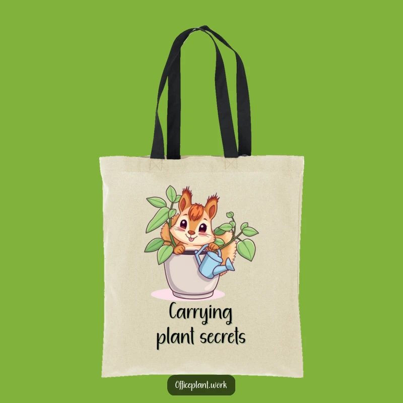 Funny Squirrel Plant Tote Bag: Curious Critter Carry-All Gift