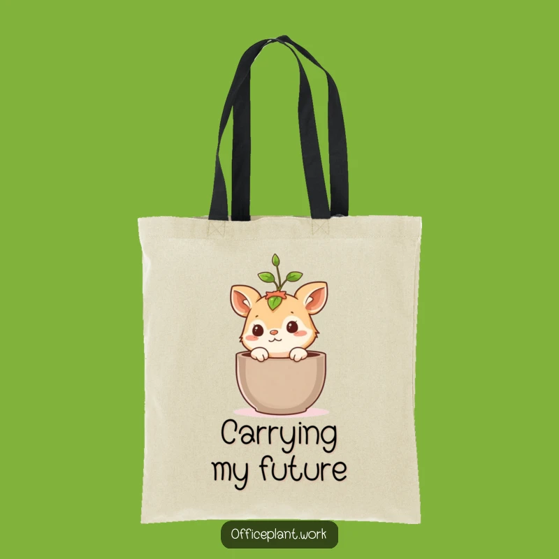 Funny Curious Plant Animal Tote Bag, Sprout Peek-a-Boo Carryall, Hilarious Gift