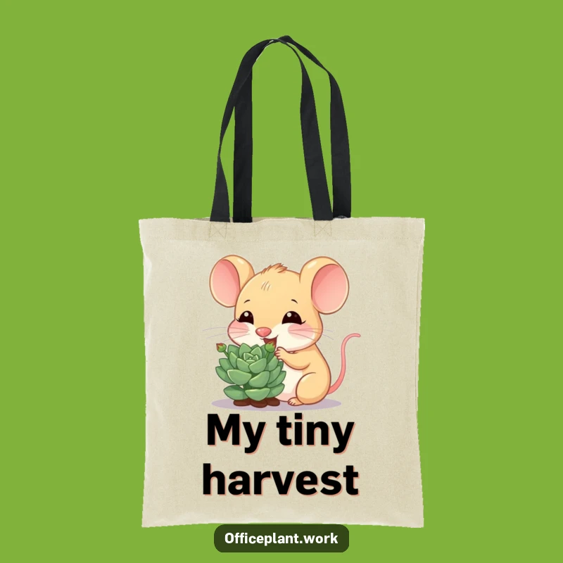 Funny Mouse Succulent Tote Bag: Cheerful Nibbler Carry-All Gift